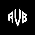 RVB letter logo design with polygon shape. RVB polygon and cube shape logo design. RVB hexagon vector logo template white and Royalty Free Stock Photo