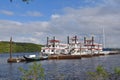 Rverboats and paddleboat on river Royalty Free Stock Photo