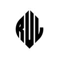 RVL circle letter logo design with circle and ellipse shape. RVL ellipse letters with typographic style. The three initials form a