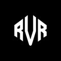 RVR letter logo design with polygon shape. RVR polygon and cube shape logo design. RVR hexagon vector logo template white and Royalty Free Stock Photo