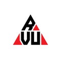 RVU triangle letter logo design with triangle shape. RVU triangle logo design monogram. RVU triangle vector logo template with red Royalty Free Stock Photo