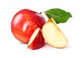 RW red chopped apple with leaf Royalty Free Stock Photo