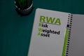 RWA - Risk Weighted Asset acronym write on a book isolated on Office Desk Royalty Free Stock Photo