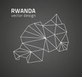 Rwanda black triangle vector mosaic outline map