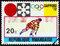 RWANDA - CIRCA 1972: A stamp printed in Rwanda shows Ice Hockey, circa 1972.