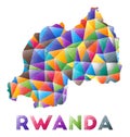 Rwanda - colorful low poly country shape.