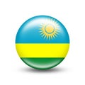 Rwanda country flag in sphere with white shadow