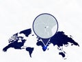 Rwanda detailed map highlighted on blue rounded World Map