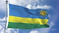 Rwanda Flag in a Blue Sky