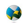 Rwanda flag button with shadow on a white background. Vector illustration.