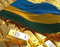 Rwanda flag on golden bars 3d concept illustration
