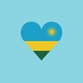 Rwanda flag icon in a heart shape in flat design