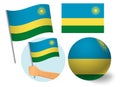 Rwanda flag icon set Royalty Free Stock Photo