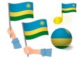 Rwanda flag icon set Royalty Free Stock Photo