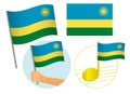 Rwanda flag icon set Royalty Free Stock Photo
