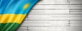 Rwanda flag on old white wall banner Royalty Free Stock Photo