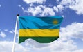 Rwanda Flag Template floating under the blue sky.