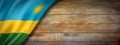 Rwanda flag on vintage wood wall banner Royalty Free Stock Photo