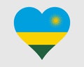 Rwanda Heart Flag. Rwandan Rwandese Love Shape Country Nation National Flag. Republic of Rwanda Banner Icon Sign Symbol EPS Vector Royalty Free Stock Photo