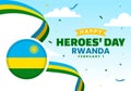 Rwanda Heroes Day Vector Illustration on February 1 with Rwandan Flag and Soldier Memorial who Struggled in National Holiday Royalty Free Stock Photo