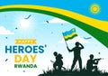 Rwanda Heroes Day Vector Illustration on February 1 with Rwandan Flag and Soldier Memorial who Struggled in National Holiday Royalty Free Stock Photo