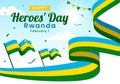 Rwanda Heroes Day Vector Illustration on February 1 with Rwandan Flag and Soldier Memorial who Struggled in National Holiday Royalty Free Stock Photo