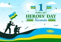 Rwanda Heroes Day Vector Illustration on February 1 with Rwandan Flag and Soldier Memorial who Struggled in National Holiday Royalty Free Stock Photo