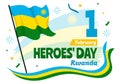 Rwanda Heroes Day Vector Illustration on February 1 with Rwandan Flag and Soldier Memorial who Struggled in National Holiday Royalty Free Stock Photo