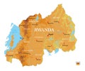 Rwanda highly detailed physical map Royalty Free Stock Photo