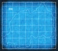 Rwanda map blue print artwork illustration silhouette Royalty Free Stock Photo
