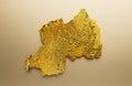 Rwanda Map Golden metal Color Height map Background 3d illustration