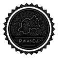 Rwanda Map Label with Retro Vintage Styled Design.