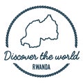 Rwanda Map Outline. Vintage Discover the World.
