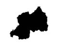 Rwanda Map. Rwandan Country Map. Black and White Rwandese National Nation Geography Outline Border Boundary Territory Shape Vector