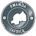 Rwanda map vintage stamp.