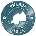 Rwanda map vintage stamp.