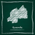 Rwanda outline vector map hand drawn with chalk.