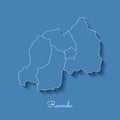 Rwanda region map: blue with white outline and.