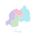 Rwanda region map: colorful with white outline.