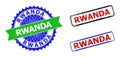 RWANDA Rosette and Rectangle Bicolor Watermarks with Corroded Surfaces