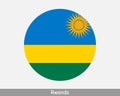 Rwanda Round Circle Flag. Rwandan Circular Button Banner Icon. Rwandese Flag EPS Vector Royalty Free Stock Photo