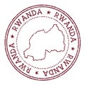 Rwanda round rubber stamp with country map. Royalty Free Stock Photo