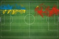 Rwanda vs China Soccer Match, national colors, national flags, soccer field, football game, Copy space