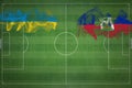 Rwanda vs Haiti Soccer Match, national colors, national flags, soccer field, football game, Copy space