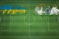 Rwanda vs India Soccer Match, national colors, national flags, soccer field, football game, Copy space