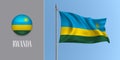 Rwanda waving flag on flagpole and round icon vector illustration