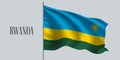 Rwanda waving flag on flagpole vector illustration