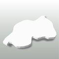 Rwanda - white 3D silhouette map of country area with dropped shadow on grey background. Simple flat vector illustration