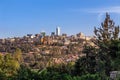 Rwandan capital downtown ladscape with living houses and busines