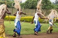 Rwandan men tribal ritual dancing celebration, Virunga National Royalty Free Stock Photo